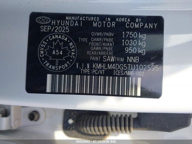 Продажа на аукционе авто 2026 Hyundai Elantra Sel Sport, vin: KMHLM4DG5TU102595, номер лота: 30095692