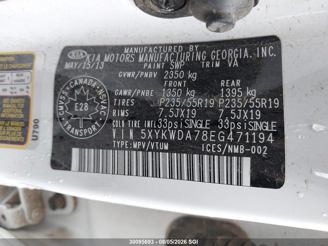 Продаж на аукціоні авто 2014 Kia Sorento Sx/sx Limited, vin: 5XYKWDA78EG471194, номер лоту: 30095693