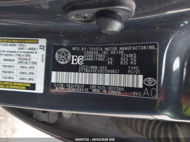 Продаж на аукціоні авто 2009 Toyota Corolla S/le/xle, vin: 2T1BU40E09C099857, номер лоту: 30095720