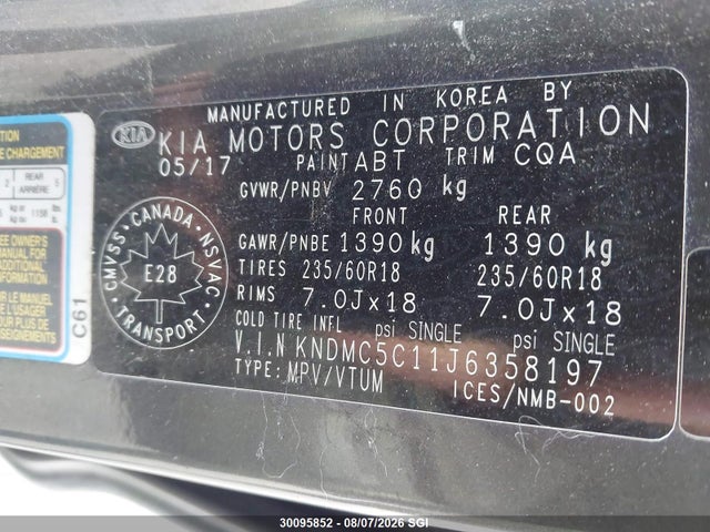 Продажа на аукционе авто 2018 Kia Sedona Ex/sx, vin: KNDMC5C11J6358197, номер лота: 30095852