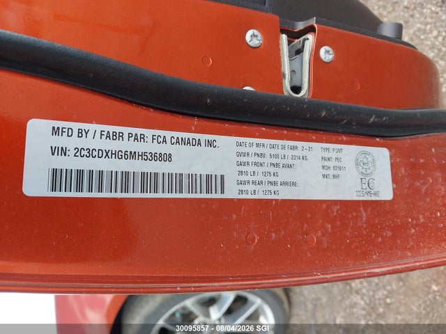 Aukcja sprzedaży 2021 Dodge Charger Gt, vin: 2C3CDXHG6MH536808, numer aukcji: 30095857