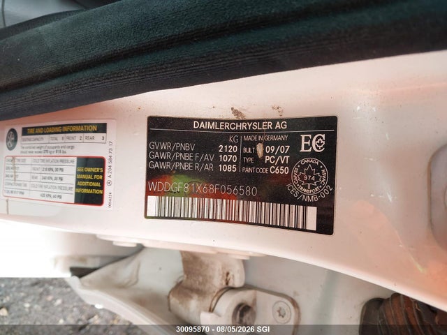 Aukcja sprzedaży 2008 Mercedes-benz C 300 4matic, vin: WDDGF81X68F056580, numer aukcji: 30095870