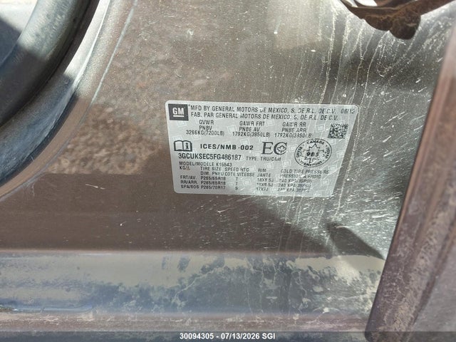 3GCUKSEC5FG486187 Chevrolet Silverado K1500 Ltz