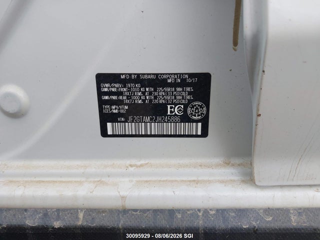 Aukcja sprzedaży 2018 Subaru Crosstrek Limited, vin: JF2GTAMC2JH245886, numer aukcji: 30095929