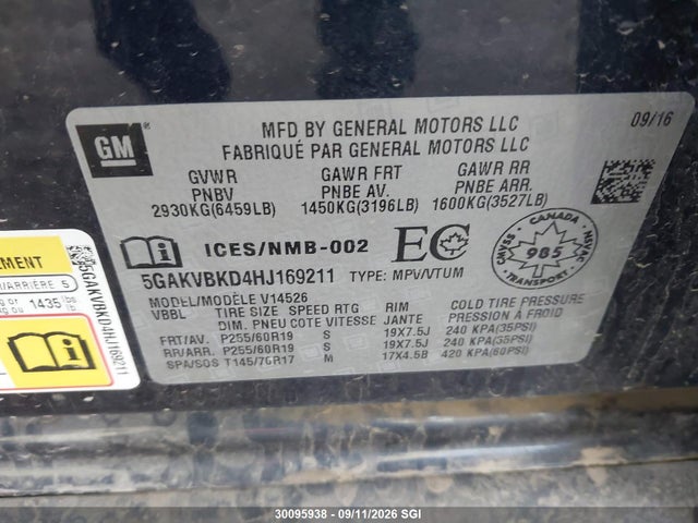 Продажа на аукционе авто 2017 Buick Enclave, vin: 5GAKVBKD4HJ169211, номер лота: 30095938