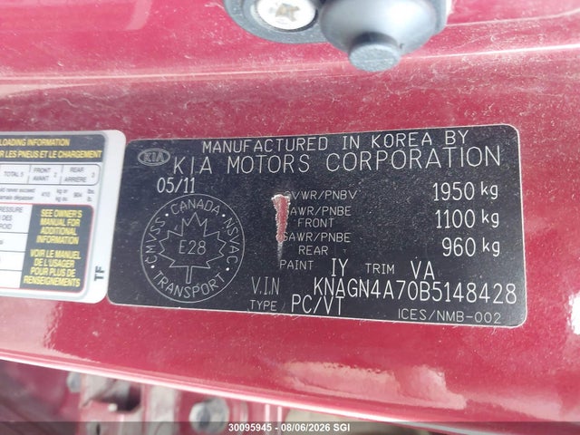 Auction sale of the 2011 Kia Optima Ex/sx, vin: KNAGN4A70B5148428, lot number: 30095945