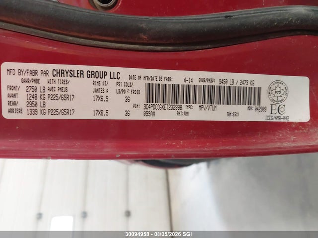 Dodge Journey Sxt 2014 3C4PDCCGXET232998 Image 9