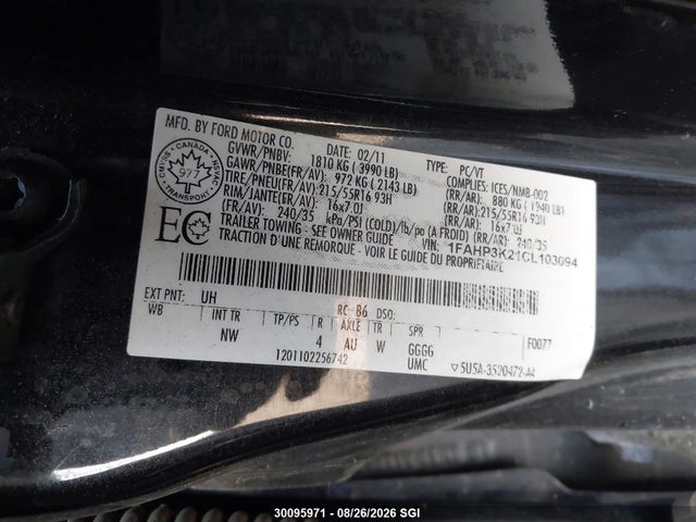 2012 Ford Focus Se მანქანა იყიდება აუქციონზე, vin: 1FAHP3K21CL103094, აუქციონის ნომერი: 30095971