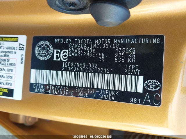 Aukcja sprzedaży 2009 Toyota Corolla Matrix, vin: 2T1KU40E29C122121, numer aukcji: 30095985