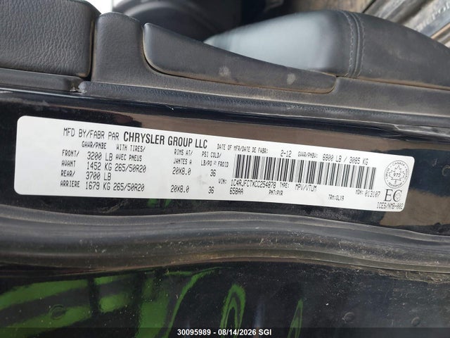 Продажа на аукционе авто 2012 Jeep Grand Cherokee Overland, vin: 1C4RJFCTXCC254878, номер лота: 30095989