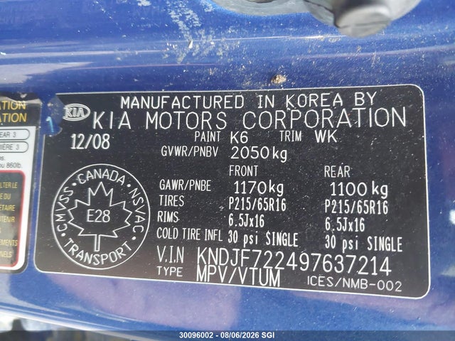 Продаж на аукціоні авто 2009 Kia Sportage Lx, vin: KNDJF722497637214, номер лоту: 30096002
