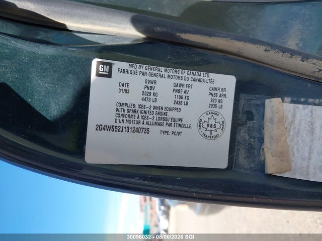 Продаж на аукціоні авто 2003 Buick Century Custom, vin: 2G4WS52J131240735, номер лоту: 30096032