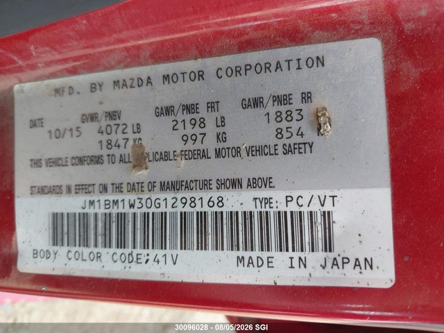 Mazda 3 TOURING 2016 JM1BM1W30G1298168 Image 9