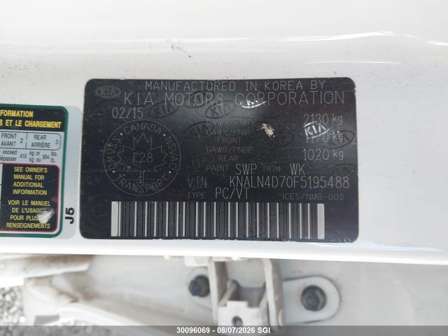 Aukcja sprzedaży 2015 Kia Cadenza Premium, vin: KNALN4D70F5195488, numer aukcji: 30096069