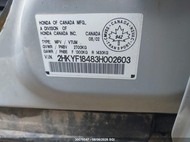 Aukcja sprzedaży 2003 Honda Pilot Ex, vin: 2HKYF18483H002603, numer aukcji: 30079547