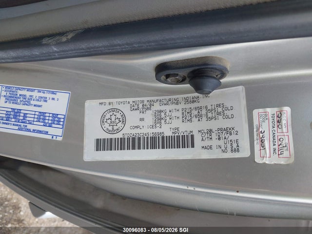 30096083 :رقم المزاد ، 5TDZA23C24S156985 vin ، 2004 Toyota Sienna Ce/le مزاد بيع