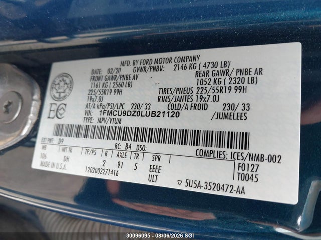 Ford Escape Titanium 2020 1FMCU9DZ0LUB21120 Image 9