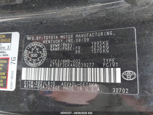 Aukcja sprzedaży 2010 Toyota Camry Se/le/xle, vin: 4T1BF3EK4AU039277, numer aukcji: 30095257