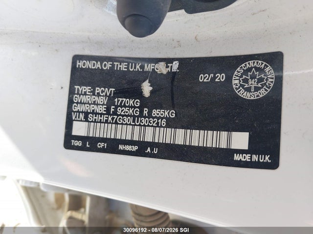 Honda Civic Lx 2020 SHHFK7G30LU303216 Image 9