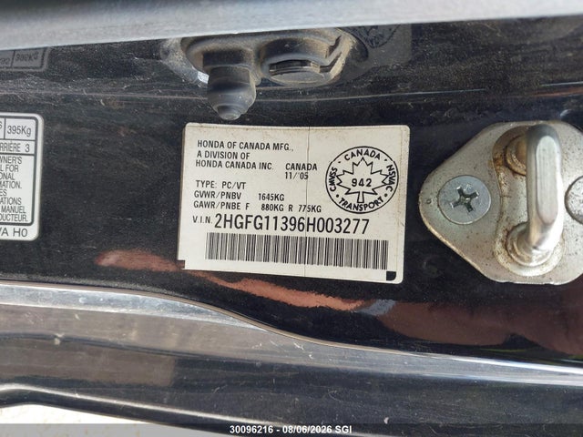 Продаж на аукціоні авто 2006 Honda Civic Dx Vp, vin: 2HGFG11396H003277, номер лоту: 30096216