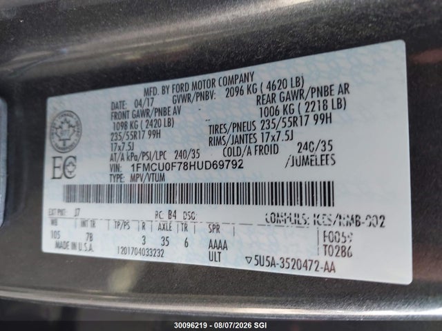 Ford ESCAPE S 2017 1FMCU0F78HUD69792 Image 9
