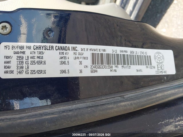 Продаж на аукціоні авто 2012 Dodge Grand Caravan Se, vin: 2C4RDGBG3CR315500, номер лоту: 30096225