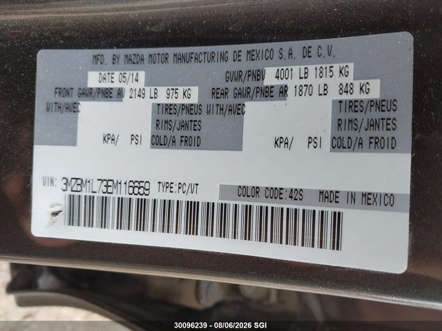 Mazda 3 TOURING 2014 3MZBM1L73EM116659 Image 9