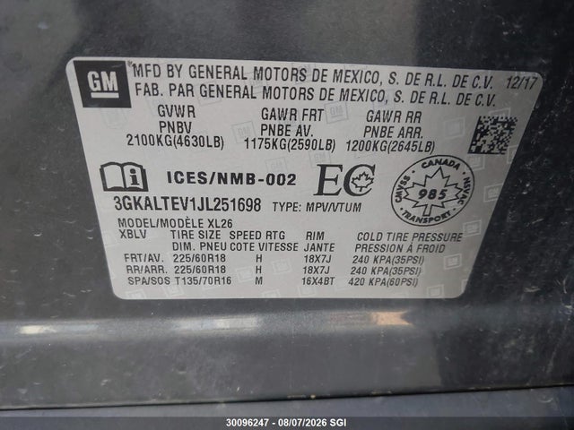GMC Terrain Sle 2018 3GKALTEV1JL251698 Image 9