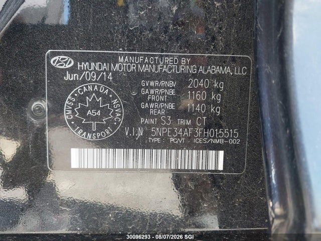 2015 Hyundai Sonata Sport/limited მანქანა იყიდება აუქციონზე, vin: 5NPE34AF3FH015515, აუქციონის ნომერი: 30096293