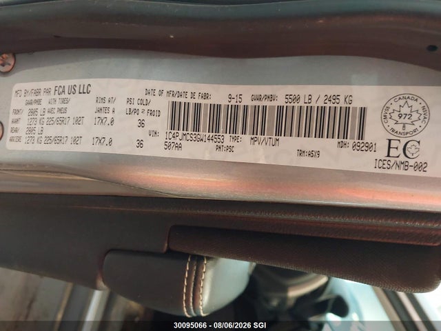 30095066 :رقم المزاد ، 1C4PJMCS3GW144553 vin ، 2016 Jeep Cherokee Latitude مزاد بيع