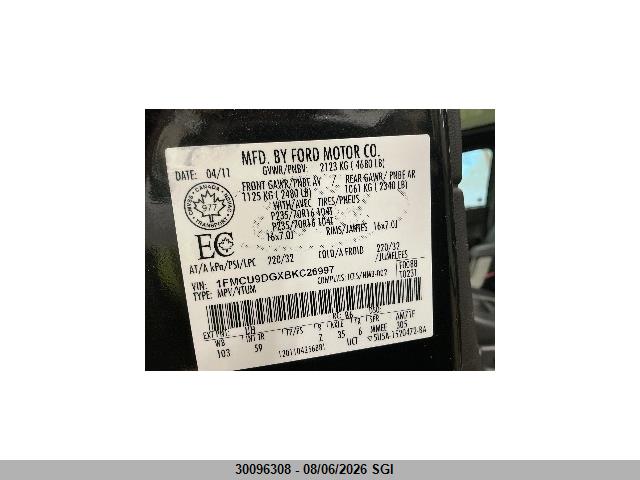 Aukcja sprzedaży 2011 Ford Escape Xlt, vin: 1FMCU9DGXBKC26997, numer aukcji: 30096308