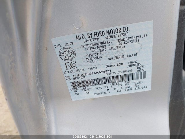 Продаж на аукціоні авто 2010 Ford Escape Limited, vin: 1FMCU9EG9AKA28831, номер лоту: 30083102