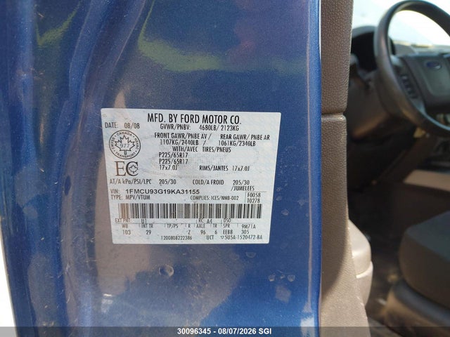 Aukcja sprzedaży 2009 Ford Escape Xlt, vin: 1FMCU93G19KA31155, numer aukcji: 30096345