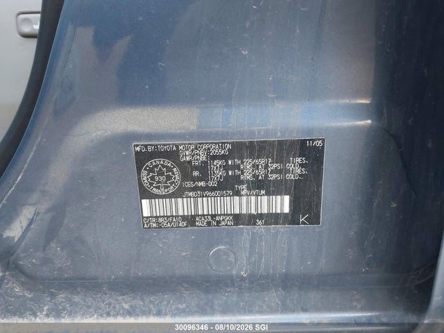 30096346 :رقم المزاد ، JTMBD31V966001579 vin ، 2006 Toyota Rav4 Limited مزاد بيع