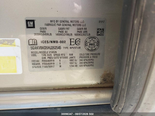 Buick Enclave 2017 5GAKVBKD5HJ262545 Image 9