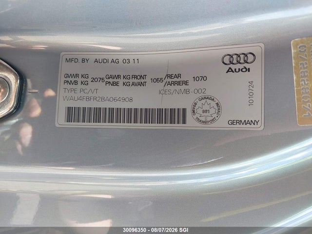 Aukcja sprzedaży 2011 Audi A5 Prestige, vin: WAU4FBFR2BA064908, numer aukcji: 30096350
