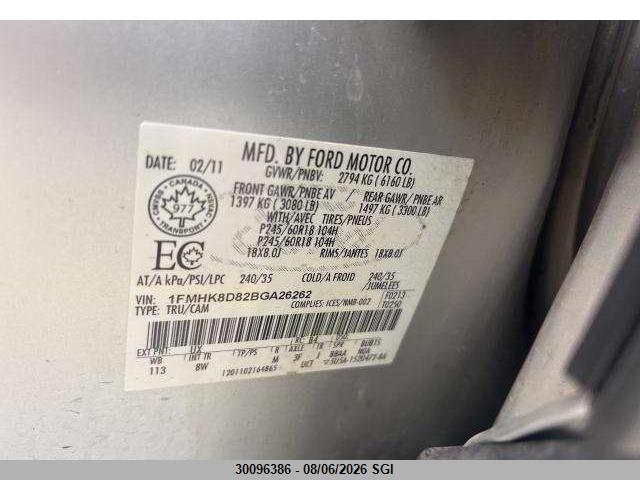 Aukcja sprzedaży 2011 Ford Explorer Xlt, vin: 1FMHK8D82BGA26262, numer aukcji: 30096386
