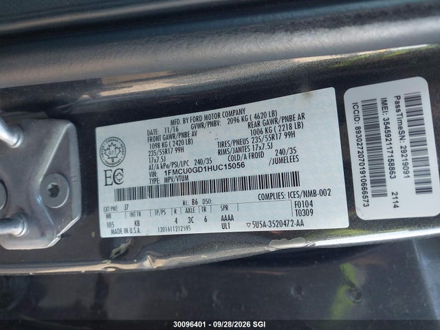 Ford ESCAPE SE 2017 1FMCU0GD1HUC15056 Image 9