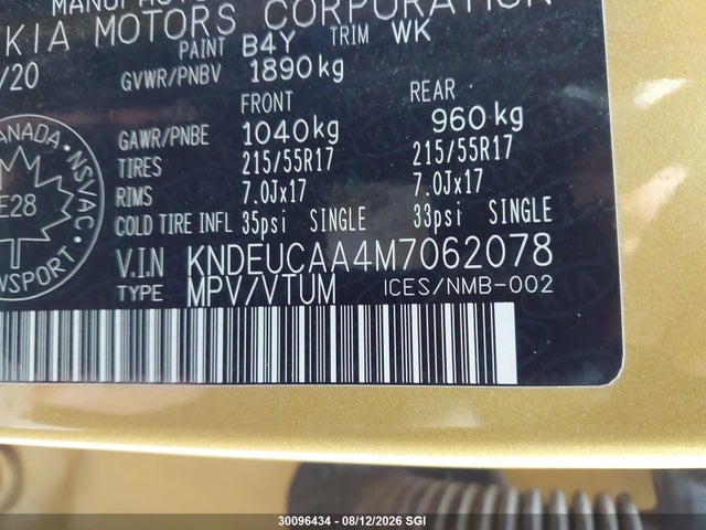 Продаж на аукціоні авто 2021 Kia Seltos S, vin: KNDEUCAA4M7062078, номер лоту: 30096434