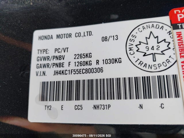 Aukcja sprzedaży 2014 Acura Rlx Tech, vin: JH4KC1F55EC800306, numer aukcji: 30096475