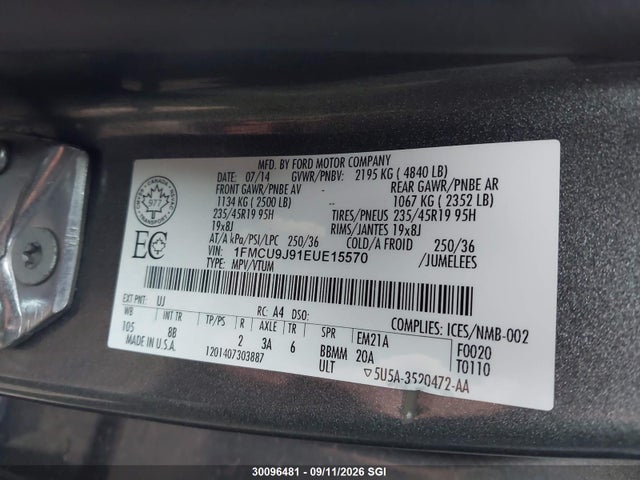 Ford Escape Titanium 2014 1FMCU9J91EUE15570 Image 9