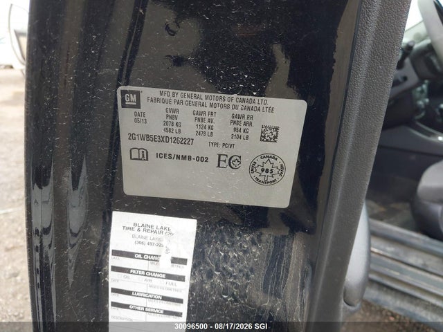 2013 Chevrolet Impala Lt მანქანა იყიდება აუქციონზე, vin: 2G1WB5E3XD1262227, აუქციონის ნომერი: 30096500