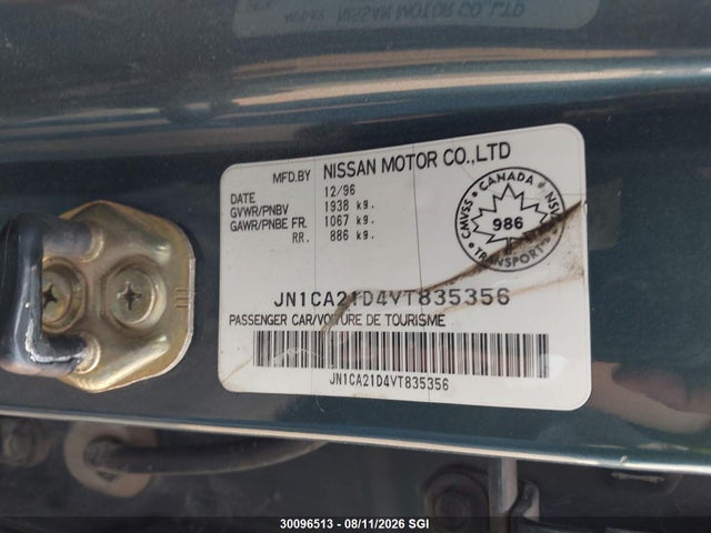1997 Nissan Maxima Gle/gxe/se მანქანა იყიდება აუქციონზე, vin: JN1CA21D4VT835356, აუქციონის ნომერი: 30096513