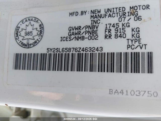 Продаж на аукціоні авто 2006 Pontiac Vibe, vin: 5Y2SL65876Z463243, номер лоту: 30096534