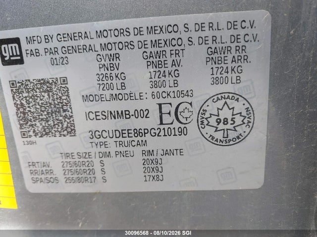 2023 Chevrolet Silverado K1500 Rst მანქანა იყიდება აუქციონზე, vin: 3GCUDEE86PG210190, აუქციონის ნომერი: 30096568