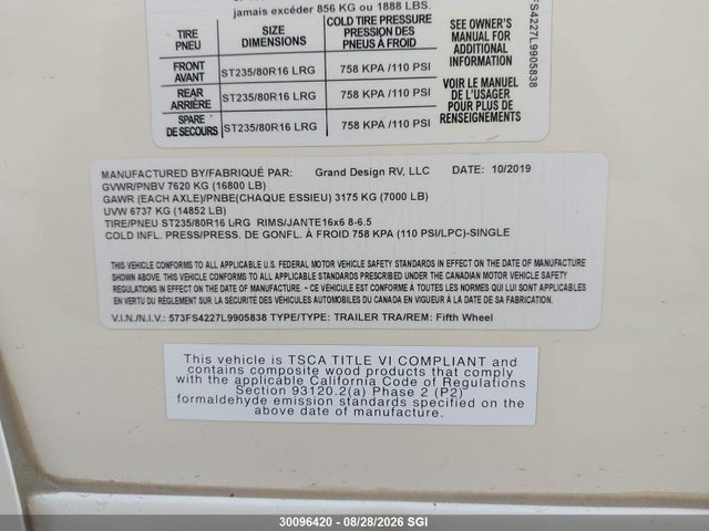 Grand Design Rv Solitude 2020 573FS4227L9905838 Image 6