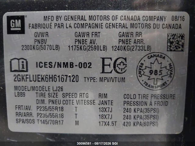 GMC Terrain Slt 2017 2GKFLUEK6H6167120 Image 9