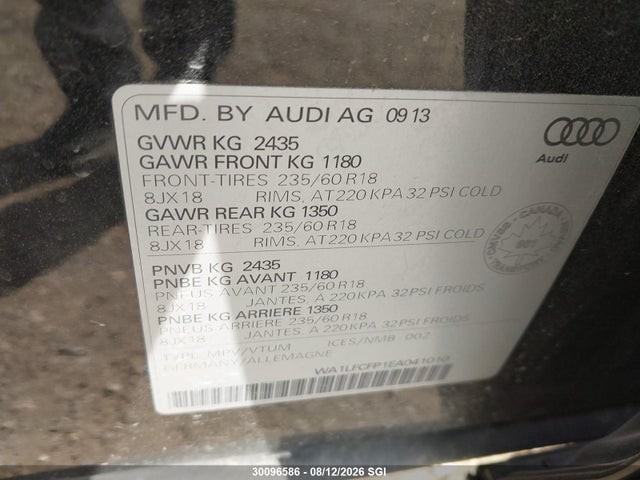 Aukcja sprzedaży 2014 Audi Q5 Premium Plus, vin: WA1LFCFP1EA041010, numer aukcji: 30096586