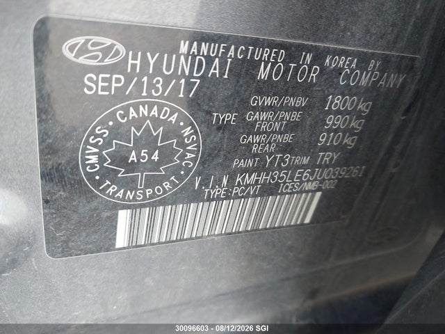 Aukcja sprzedaży 2018 Hyundai Elantra Gt, vin: KMHH35LE6JU039261, numer aukcji: 30096603