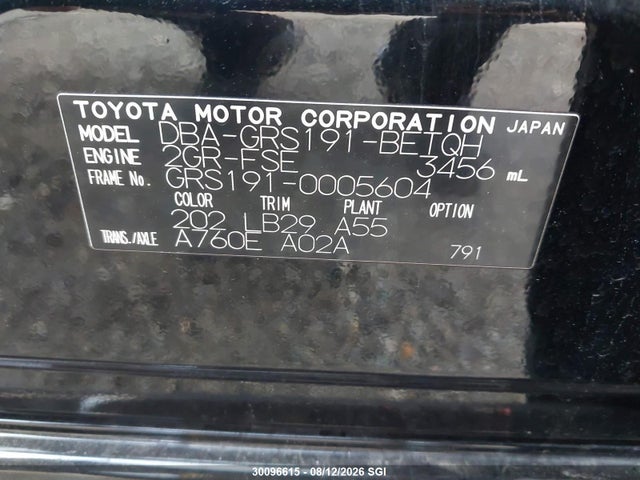 Aukcja sprzedaży 2006 Lexus Gs 350, vin: GRS1910005604, numer aukcji: 30096615